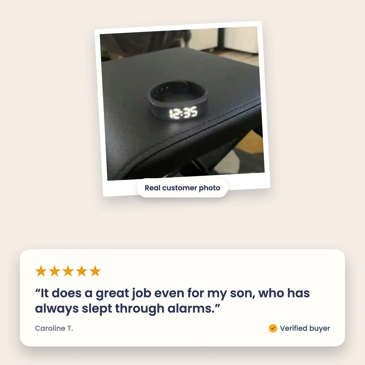 Customer review with a real customer photo