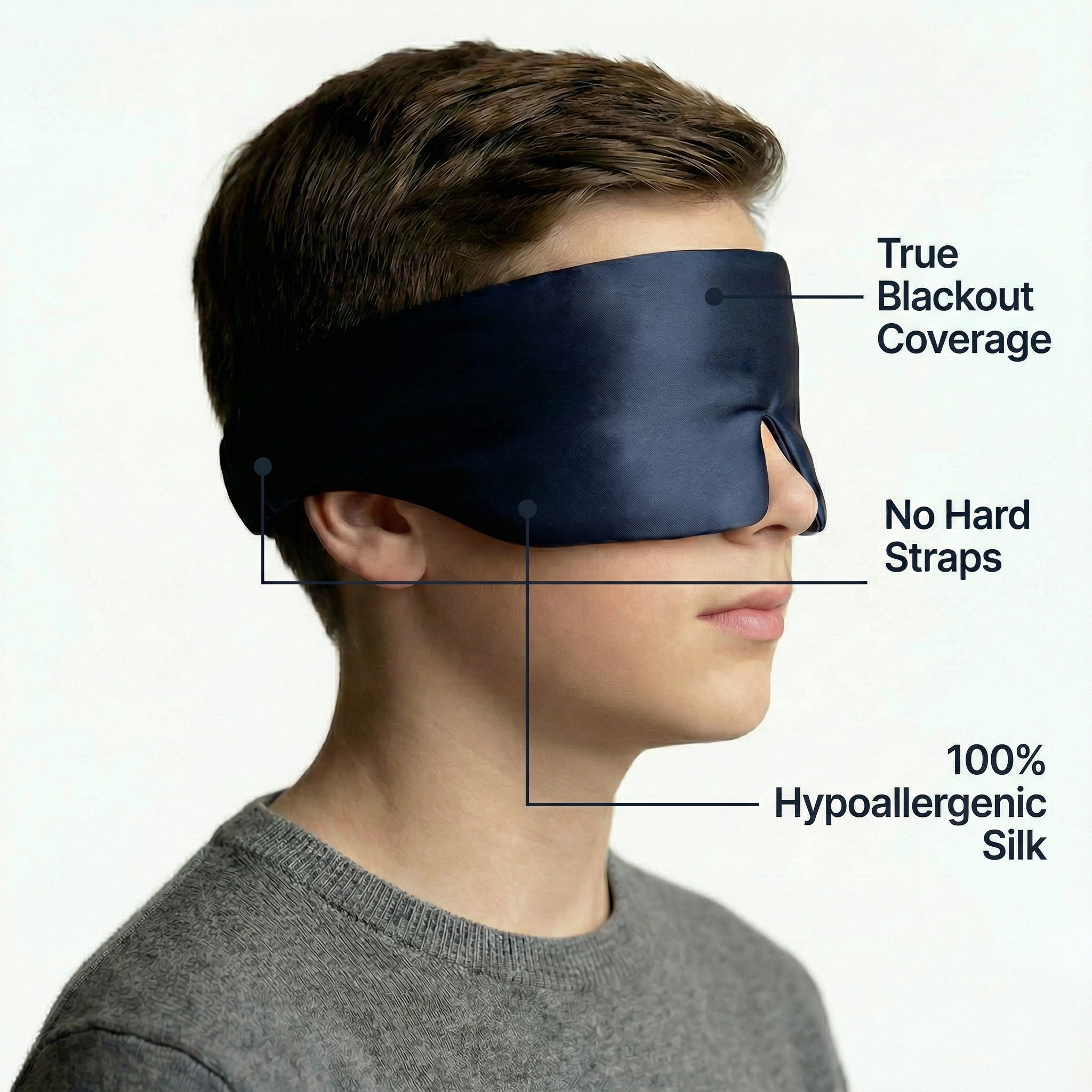 100% Mulberry Silk Sleep Mask — True Blackout, Ultra-Soft Comfort
