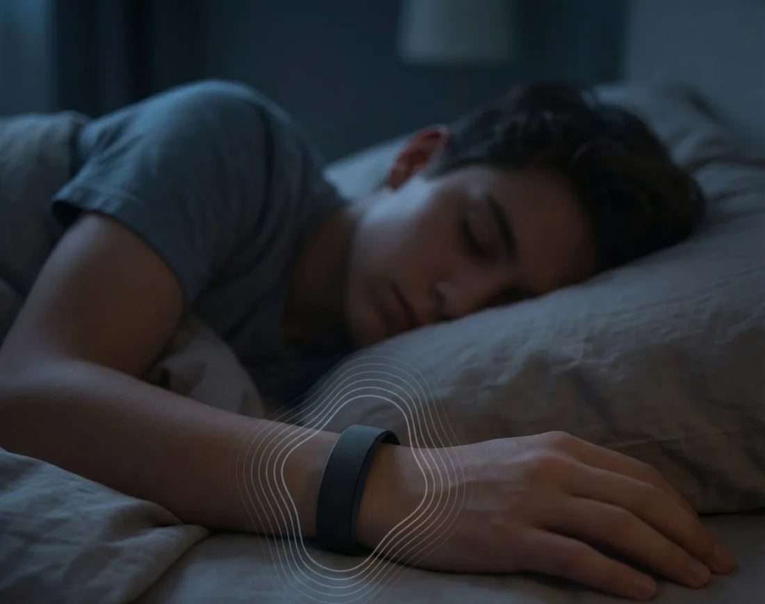 Dawn Band on the wrist of a sleeping teenager